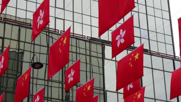 Флаги Преддверии Годовщины Передачи Гонконга Июля 2023 Года — стоковое видео