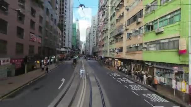 Sai Wan Tramvay Görüntüsü Hong Kong Temmuz 2023 — Stok video