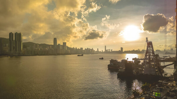 HK skyline in the afternoon over Victoria Harbour, July 6 2023