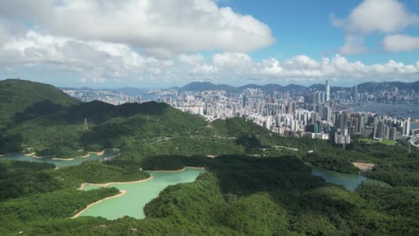 Směs Městského Přírodního Prostředí Přehradě Kowloon Července 2023 — Stock video