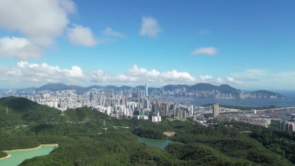 Mezcla Naturaleza Ciudad Embalse Kowloon Julio 2023 — Vídeo de stock