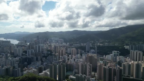 Den Unika Blandningen Bostads Och Industriområden Hongkong Juli 2023 — Stockvideo