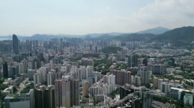 14 Temmuz 2023 'te Hong Kong' daki Kowloon Yarımadası 'nın çarpıcı manzarası..