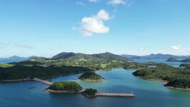 Yim Tin Tsai Malý Ostrov Který Nachází Pobřeží Sai Kung — Stock video