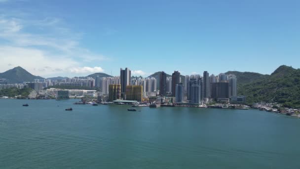 Victoria Harbour Ikonisk Naturhamn Belägen Mellan Hong Kong Augusti 2023 — Stockvideo