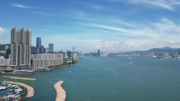 Victoria Limanı Ağustos 2023 Hong Kong Kurulmuş Ikonik Bir Doğal — Stok video