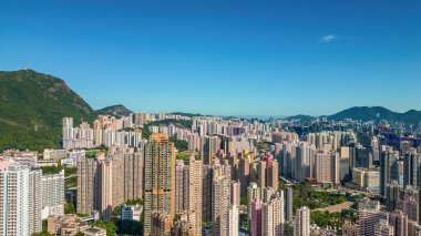 Kowloon 'un doğu yakası büyüleyici bir şehir manzarası sunuyor.