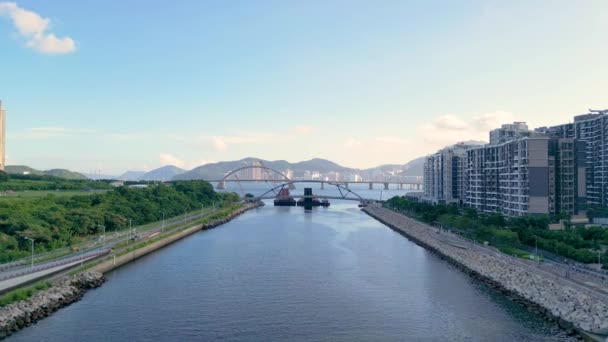 Tseung Kwan Waterfront Park Footbridge Χονγκ Κονγκ Αυγούστου 2023 — Αρχείο Βίντεο