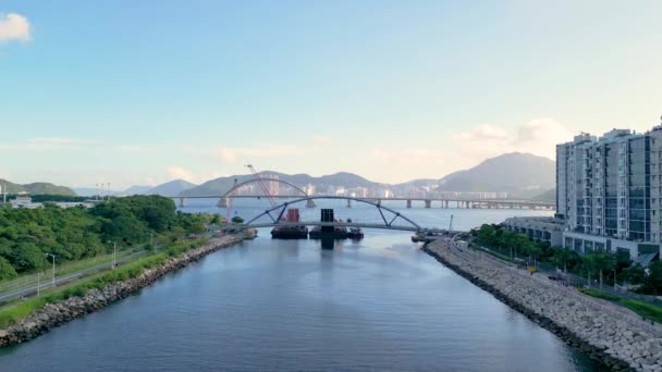 Tseung Kwan Waterfront Park Footbridge Hong Kong Sierpnia 2023 — Wideo stockowe