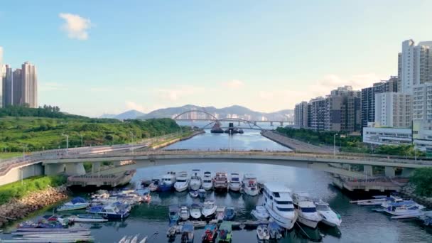 Tseung Kwan Waterfront Park Footbridge Hong Kong Sierpnia 2023 — Wideo stockowe
