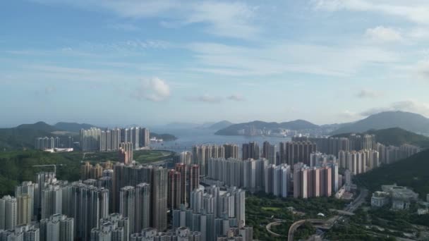 Гонконг Августа 2023 Года Tseung Kwan Skyline Coast Elegance Urban — стоковое видео
