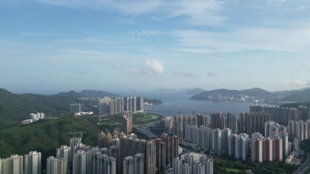 Hong Kong Agosto 2023 Tseung Kwan Skyline Elegância Costeira Dinâmica — Vídeo de Stock