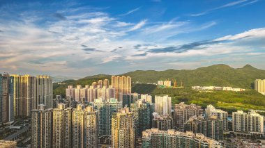 Hong Kong şehrinin Panorama şehri 22 Ağustos 2023