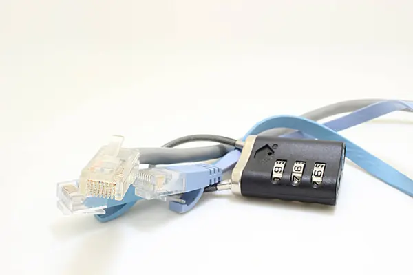 the cyber online security, IT security cable close up