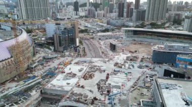 Hong Kong - 3 Eylül 2023: inşaat halindeki stadyum, Kai Tak Spor Parkı 