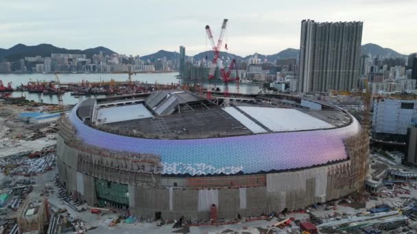 Hong Kong Września 2023 Budowa Stadionu Kai Tak Sports Park — Wideo stockowe