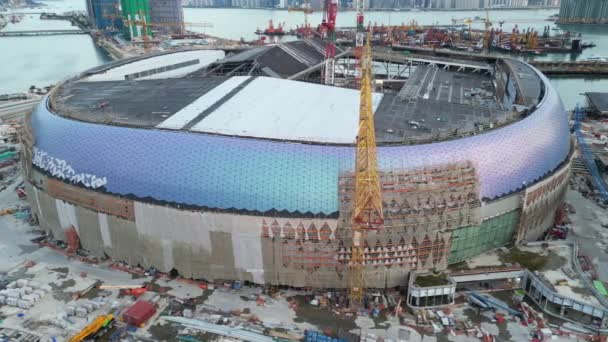 Hong Kong Setembro 2023 Estádio Construção Kai Tak Sports Park — Vídeo de Stock