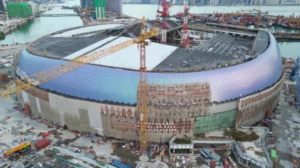 Hong Kong Setembro 2023 Estádio Construção Kai Tak Sports Park — Vídeo de Stock