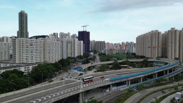 Hong Kong Septembre 2023 Échangeur Routier Carrefour Autoroutier Choi Hung — Video