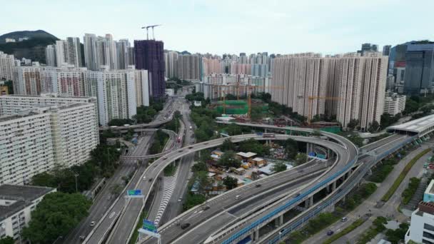 Hong Kong Septiembre 2023 Intercambio Carreteras Intersección Carreteras Choi Hung — Vídeo de stock