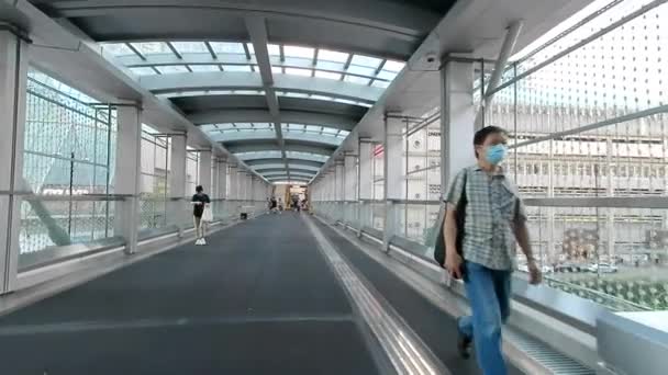 Hongkong September 2023 Fußgängerbrücken Die Wege Urbanen Landschaften Verbinden — Stockvideo