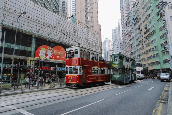 Kennedy Town 'daki tramvay, Hong Kong 7 Şubat 2015