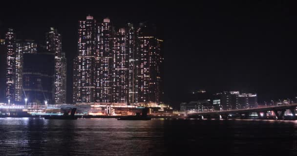 Cidade Tko Noite Com Junk Bay Hong Kong Novembro 2023 — Vídeo de Stock