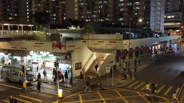 Vista Nocturna Del Mercado Húmedo Shek Kip Mei Hong Kong — Vídeo de stock