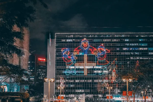 Hong Kong Desember 2023 Dekorasi Pencahayaan Natal Tsim Sha Tsui Stok Gambar