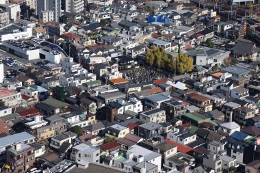 Kuleden Tokyo silueti. Sumida. Tokyo mu? Japonya. 30 Kasım 2023