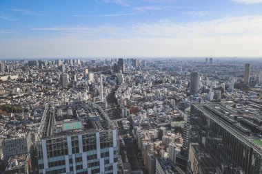 29 Kasım 2023 Tokyo 'nun hava görüntüsü, mavi gökyüzü ve güzel