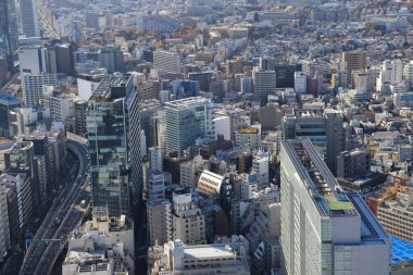 29 Kasım 2023 Shibuya, Tokyo, Japonya 'nın kuş bakışı görüntüsü.