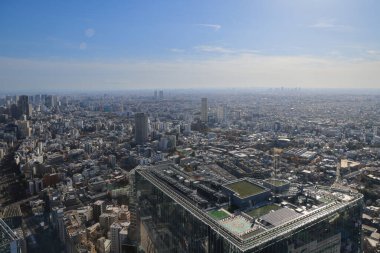 Tokyo 'nun silueti Shibuya Sky, Tokyo, Japonya 29 Kasım 2023