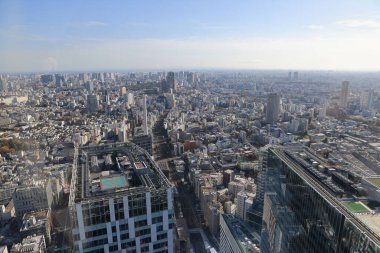 Tokyo 'nun silueti Shibuya Sky, Tokyo, Japonya 29 Kasım 2023
