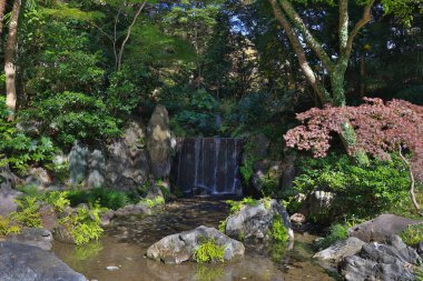 29 Kasım 2023 'te Koishikawa Korakuen bahçesinde bir şelale.