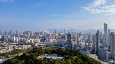 Jan 7 2024 Yau Tsim mong bölgesinin silueti, hk