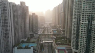 Hong Kong - 1 Ocak 2024 Tseung Kwan O 'nun gündüz görüntüsü