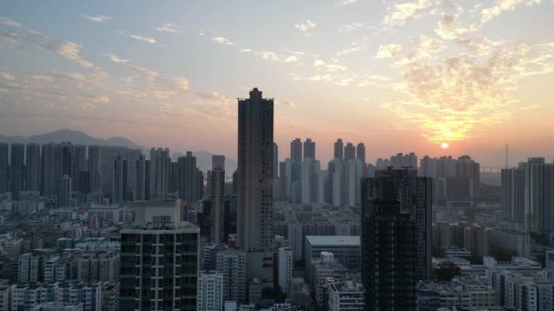 Moderne Skyline Bei Sonnenuntergang Leeren Stadtgebiet Januar 2024 — Stockvideo