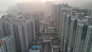 Hong Kong - 1 Ocak 2024 Tseung Kwan O 'nun gündüz görüntüsü