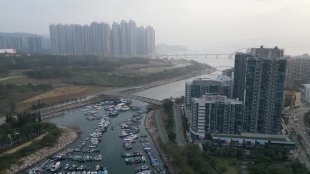 Hongkong Januar 2024 Landschaft Des Tiu Keng Leng Pier — Stockvideo