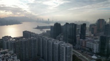Hong Kong - 28 Aralık 2023 Kwun Tong 'da endüstriyel mimari