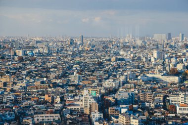 28 Kasım 2023 Günbatımında panoramik manzaralı modern şehir silueti