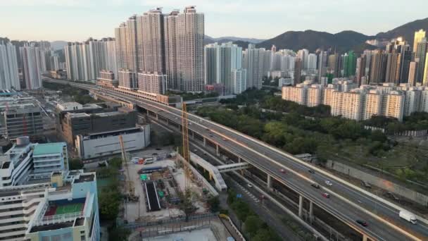 Batı Kowloon Otoyolu Nun Hava Görüntüsü Honk Kong — Stok video