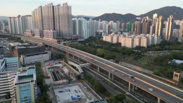Вид Воздуха Шоссе Западный Коулун Хонк Конг — стоковое видео