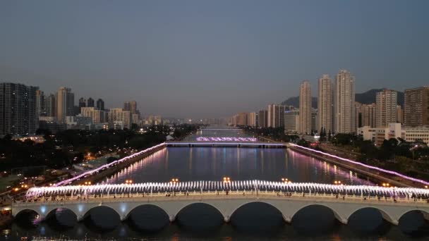 Aralık 2023 Hong Kong Gökdelenleri Olan Shing Mun Nehri — Stok video