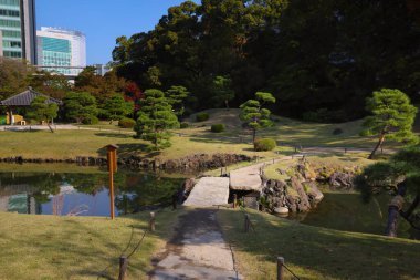 Kyushibarikyu 'daki taş köprü, Tokyo Japonya 27 Kasım 2023