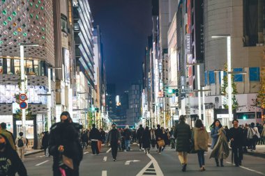 Chuo Dori 'deki yayalar Ginza, Tokyo 26 Kasım 2023