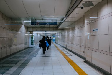 Tokyo metro sisteminde bir metro treni 26 Kasım 2023
