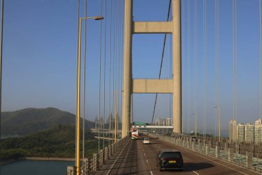 Tsing Ma Köprüsü 'nün manzarası, hk 25 Kasım 2023