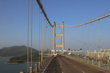 Tsing Ma Köprüsü 'nün manzarası, hk 25 Kasım 2023